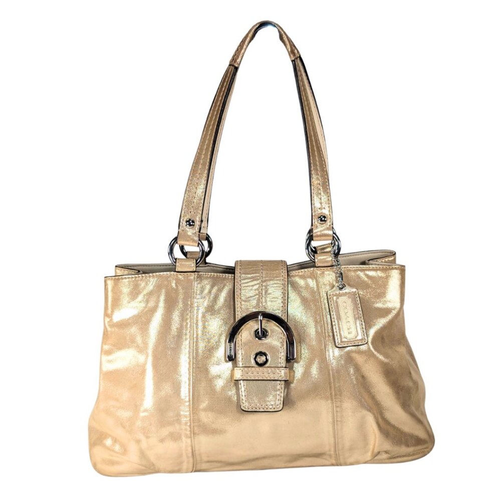 Coach Soho Metallic Gold Leather Shoulder Bag Vintage Y2K F18751